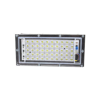 Foco proyector LED 50W rectangular para exteriores, luz blanca con carcasa metálica gris