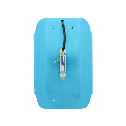 Reflector de luz multivoltaje, placa de montaje trasera azul con cableado eléctrico expuesto