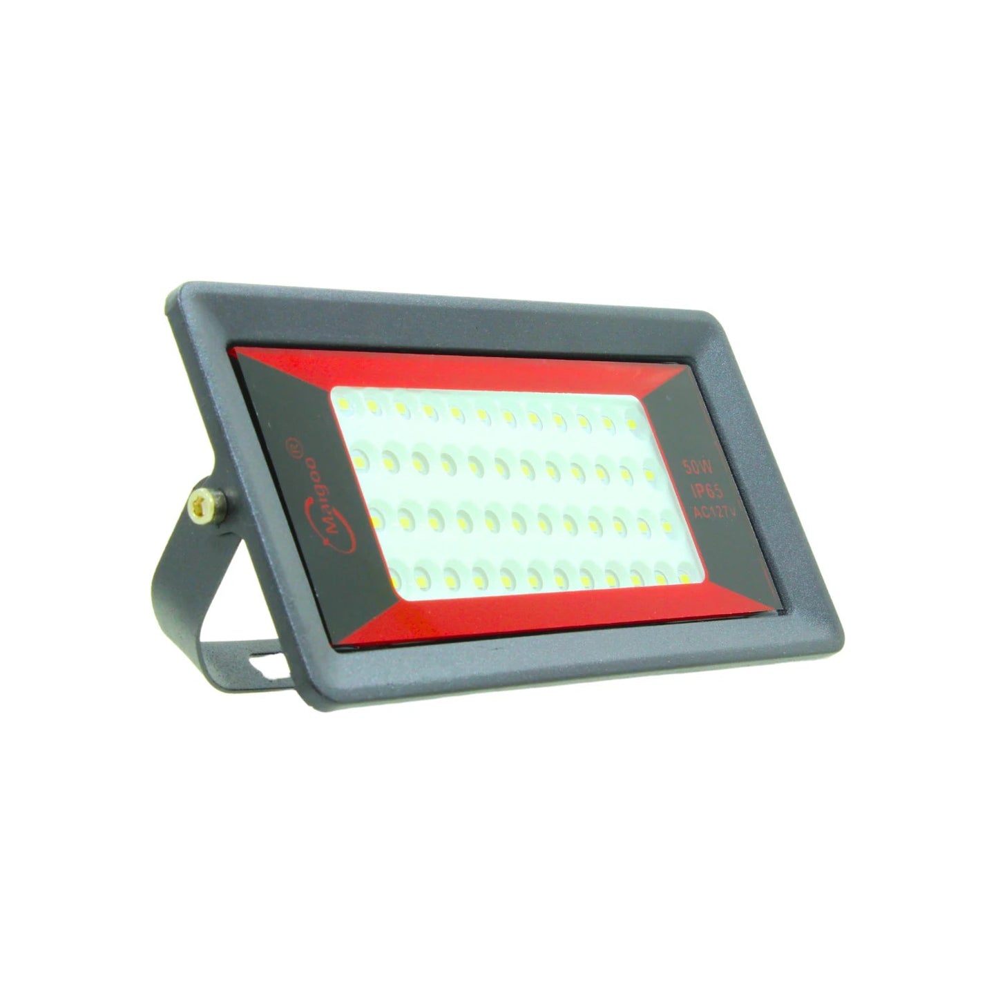 Reflector LED Maigoo 50W gris, marco rojo, protección IP65 para exteriores, AC127V