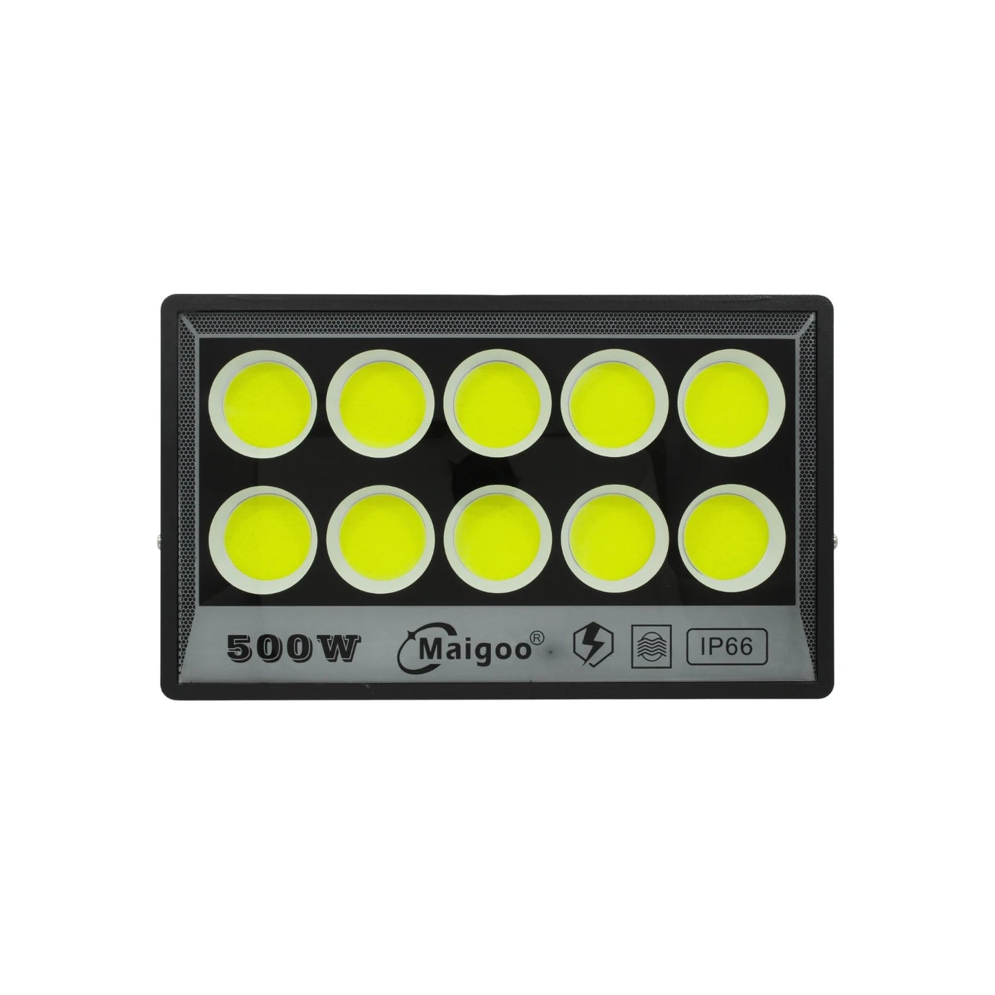 Reflector LED Maigoo negro 500W con 10 módulos de luz, resistencia IP66 para iluminación exterior y seguridad