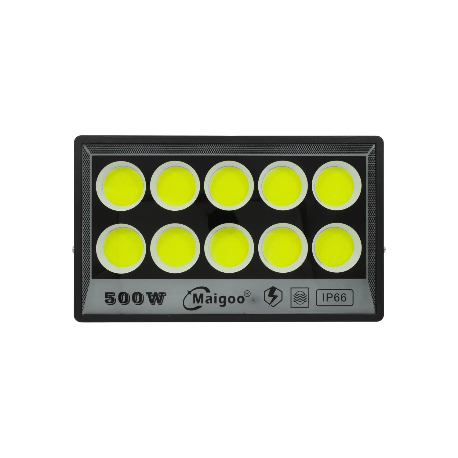 Reflector LED Maigoo negro 500W con 10 módulos de luz, resistencia IP66 para iluminación exterior y seguridad