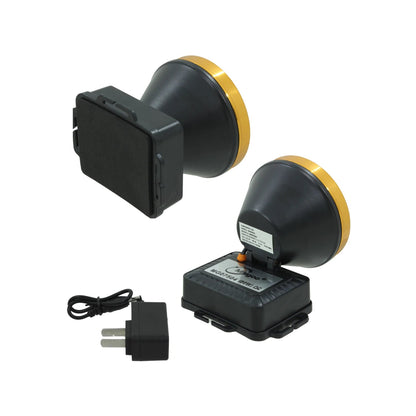Lámpara minera recargable LED 80W Maigoo MG07504 negra con borde dorado y cargador