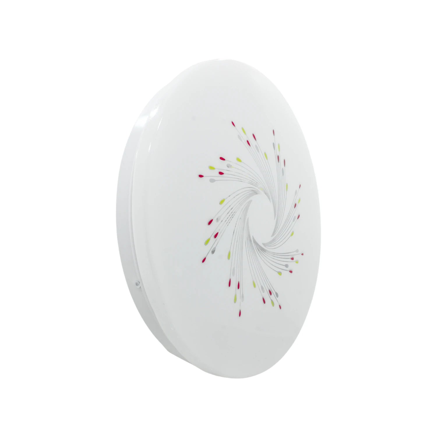 Lámpara LED de sobreponer 15W, redonda blanca con diseño moderno de rehilete multicolor