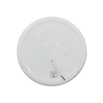 Lámpara LED redonda blanca de sobreponer 20W, vista trasera con conexiones eléctricas para instalación
