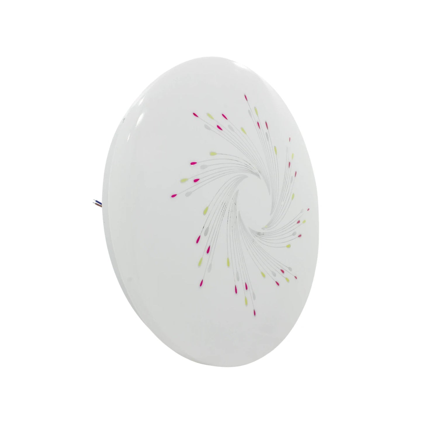 Lámpara redonda 20W de sobreponer con diseño rehilete blanco, rosa y verde
