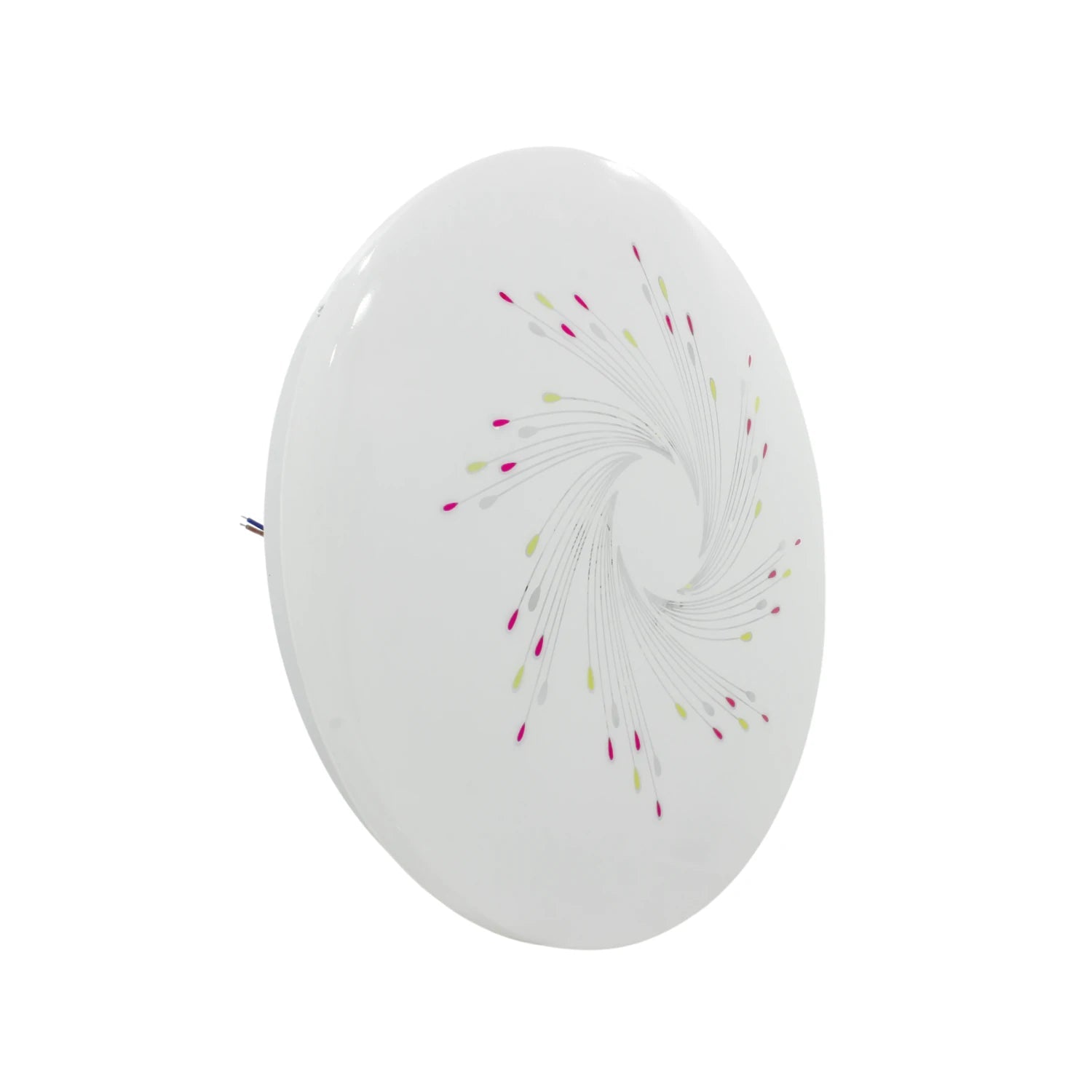Lámpara redonda 20W de sobreponer con diseño rehilete blanco, rosa y verde