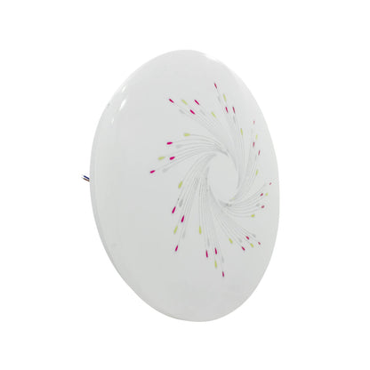 Lámpara redonda 20W de sobreponer con diseño rehilete blanco, rosa y verde