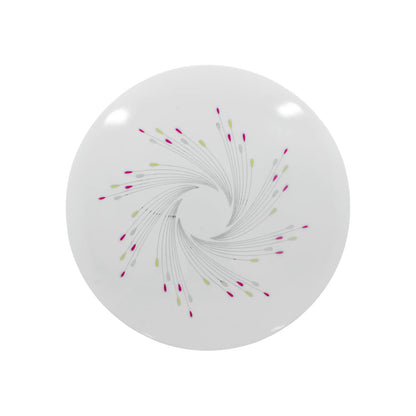 Lámpara de sobreponer LED redonda blanca 20W, diseño rehilete espiral con puntos rosa y verde lima