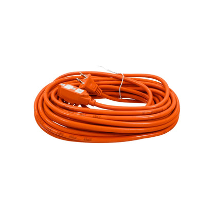 Extensión eléctrica de uso rudo naranja de 15 metros, cable enrollado para trabajo exterior