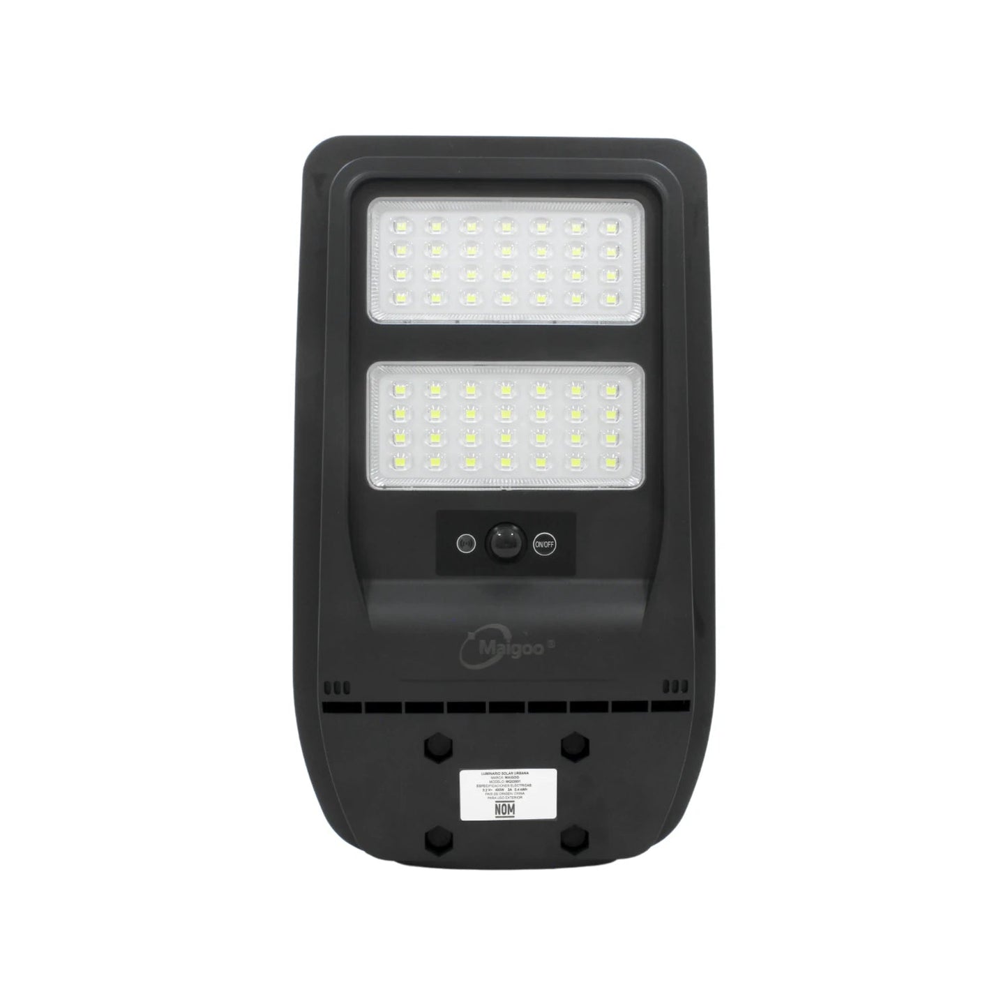 Lámpara solar urbana Maigoo negra 400W LED SMD con sensor para alumbrado exterior.