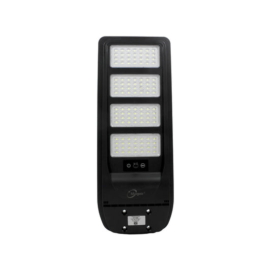 Lámpara solar urbana Maigoo 800W con múltiples paneles LED SMD. Foco negro para alumbrado público y exterior.