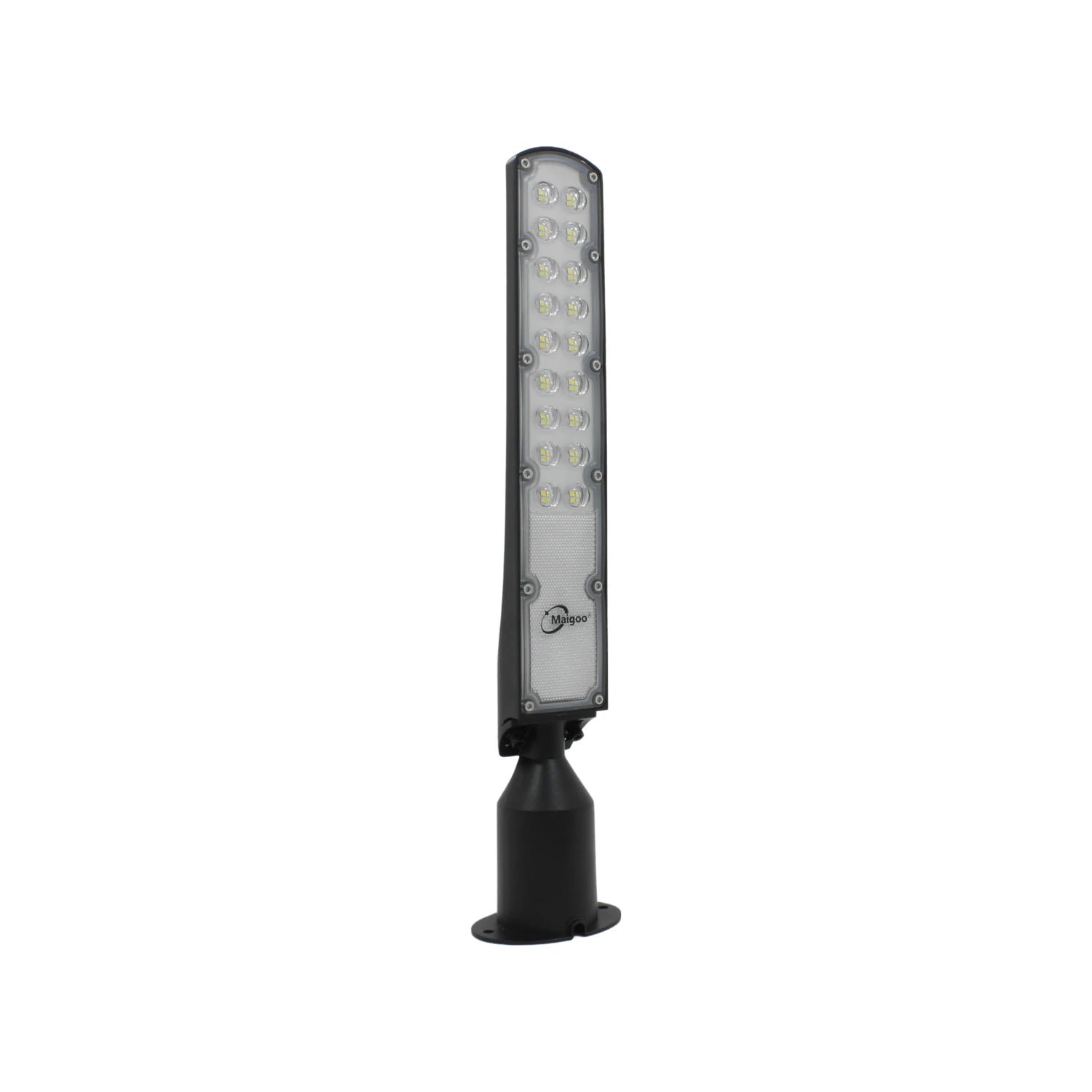 Lámpara urbana LED Maigoo 50W con fotocelda, luminaria exterior alargada para alumbrado público, base negra