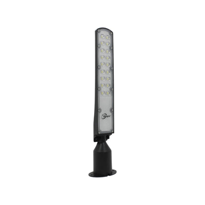 Lámpara urbana LED Maigoo 50W con fotocelda, luminaria exterior alargada para alumbrado público, base negra