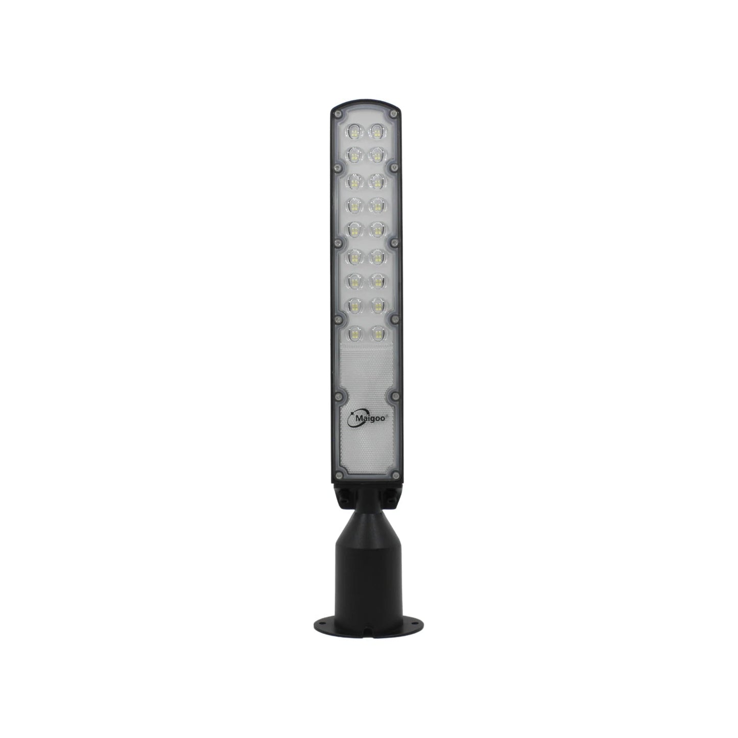 Lámpara urbana LED Maigoo 50W con fotocelda, luminaria vertical negra para alumbrado público