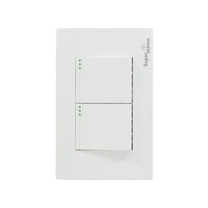 Placa blanca Super átomo con 2 apagadores de escalera para control de iluminación
