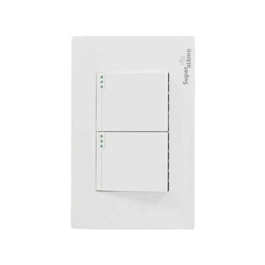 Placa blanca Super átomo con 2 apagadores de escalera para control de iluminación