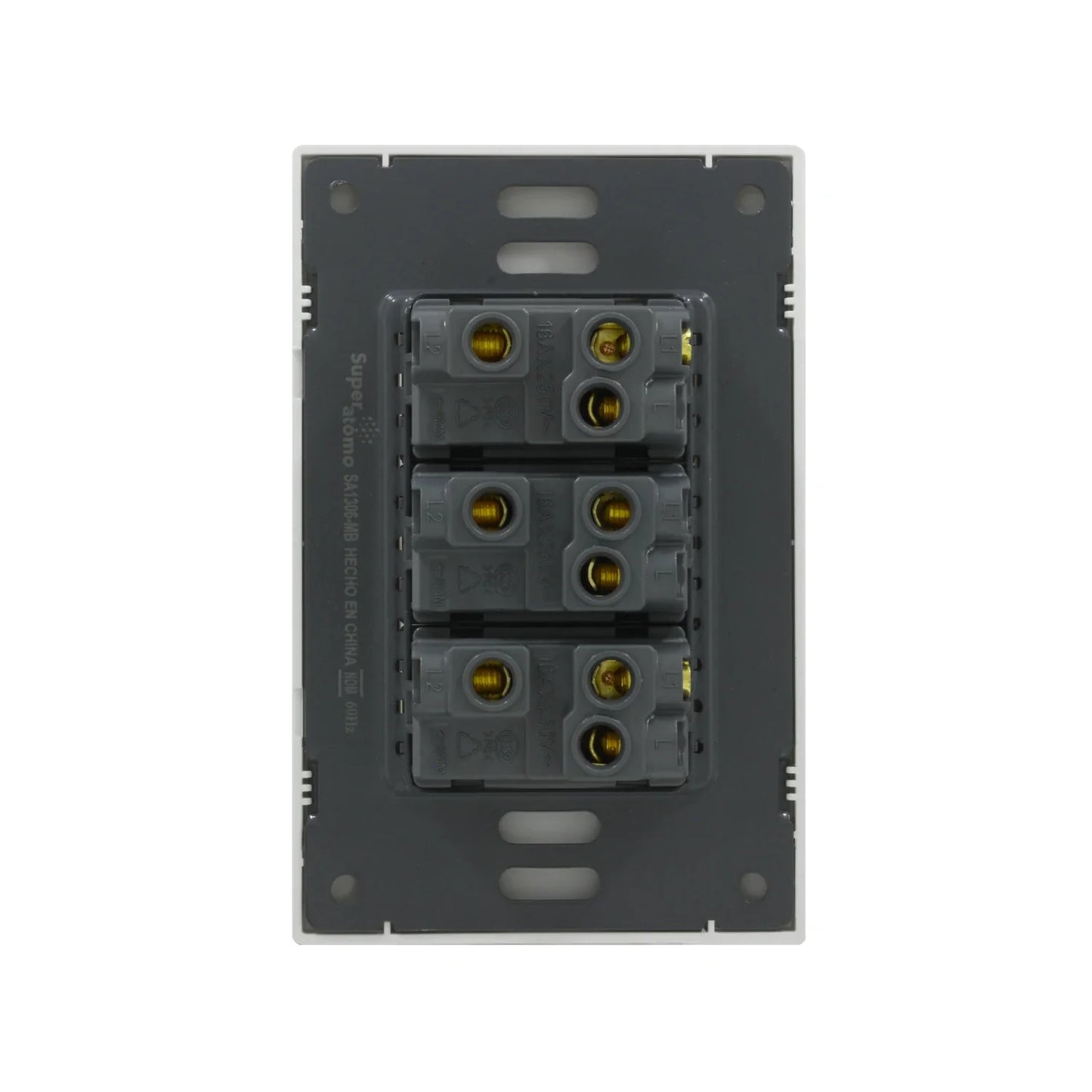 Placa 3 apagadores escaleras Super átomo SA1306-MB