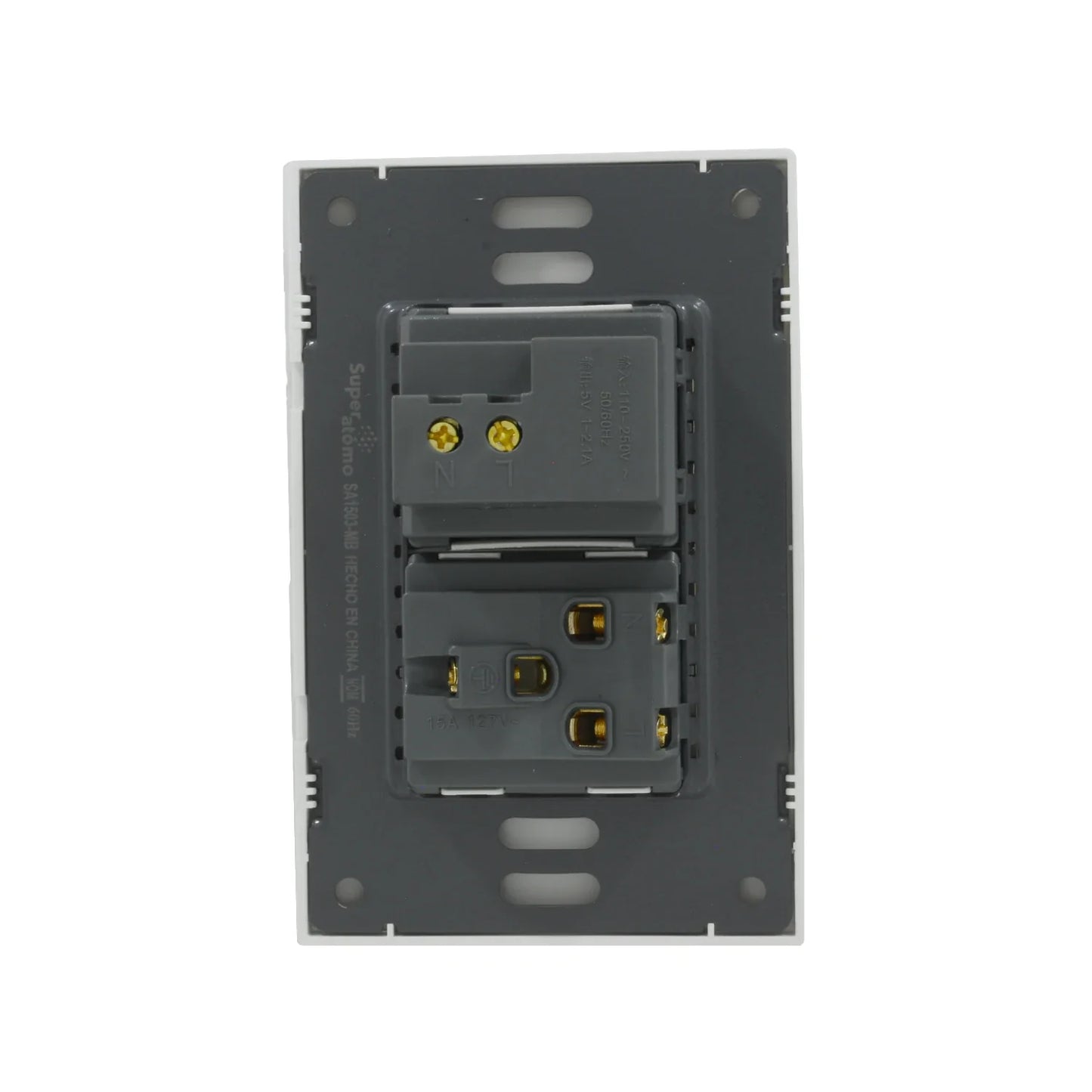 Placa 1 contacto/1 USB/1 tipo "C" Super átomo SA1503-MB