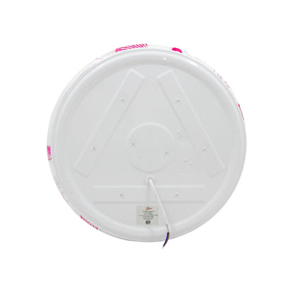 Lámpara LED redonda de sobreponer Maigoo 20W, con diseño rehilete rosa, vista trasera con conexiones eléctricas.