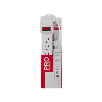 Multicontacto blanco PRO Eléctrico Super Átomo de 6 salidas, 125V/10A, con interruptor de encendido/apagado.