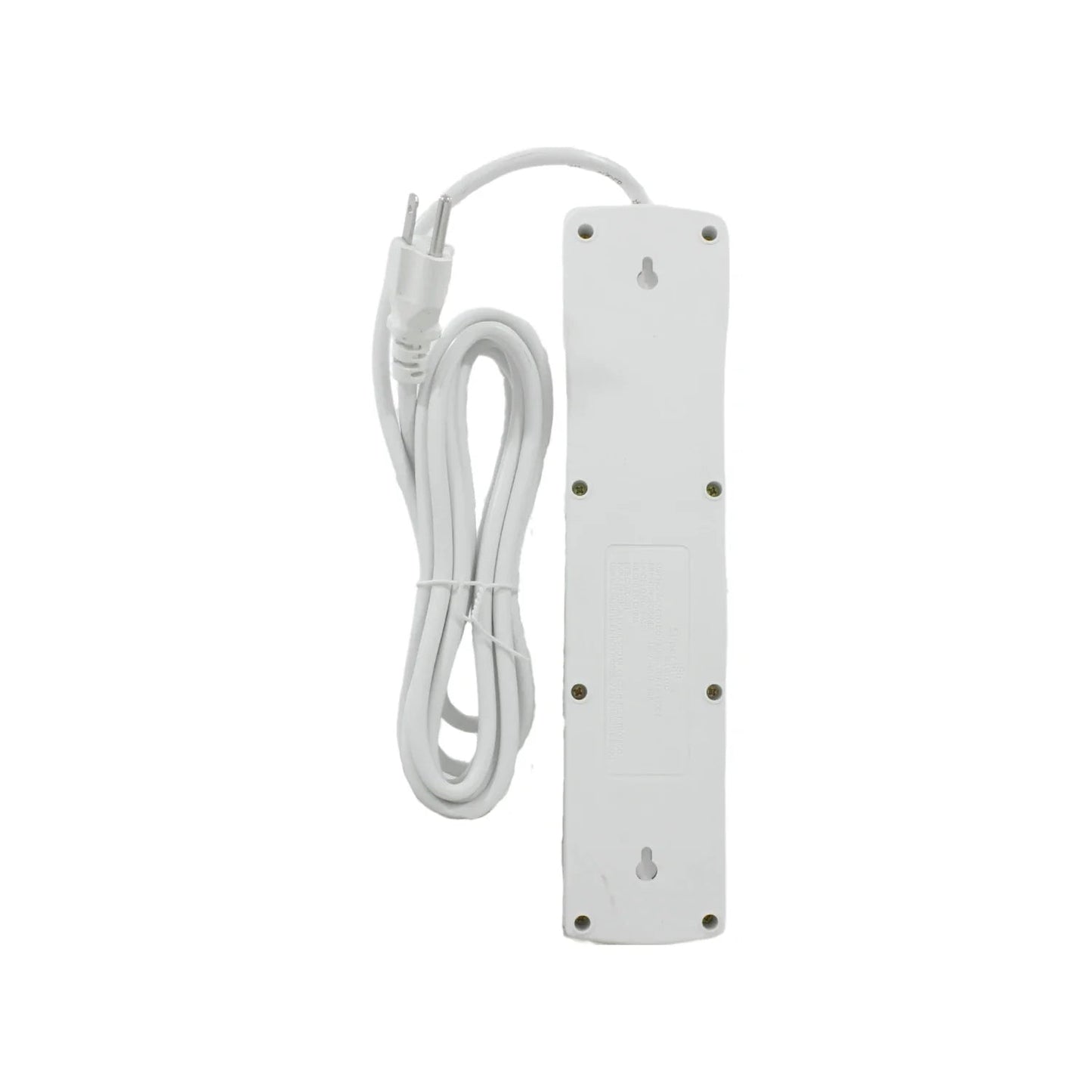 Multicontacto blanco de 4 tomas con cable eléctrico y enchufe de 2 clavijas. Ideal para extensión en ferretería.