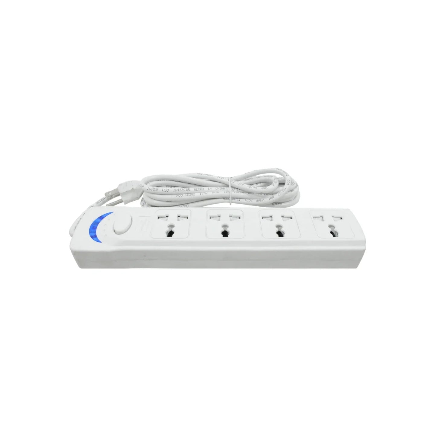 Regleta multicontacto SUPER ATOMO SA202 de 4 tomas blanca, con cable, interruptor y luz indicadora para uso interior