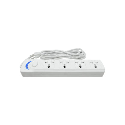 Regleta multicontacto SUPER ATOMO SA202 de 4 tomas blanca, con cable, interruptor y luz indicadora para uso interior