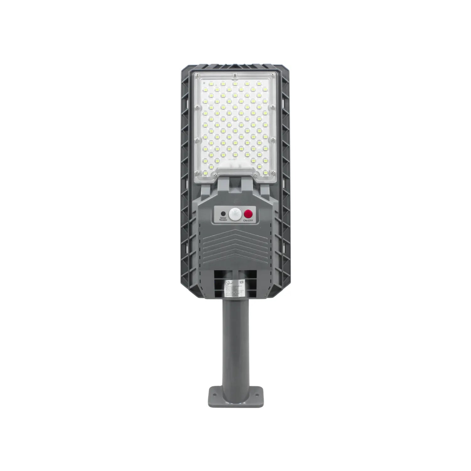 Lámpara solar urbana LED gris para exterior con sensor de movimiento, montaje en poste y luz de alta potencia para calle