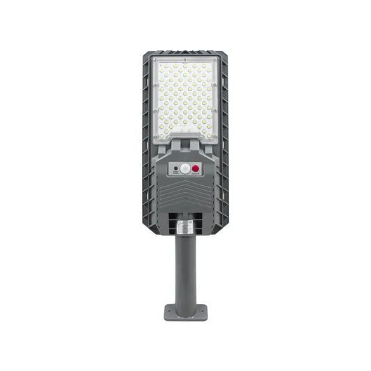 Lámpara solar urbana LED gris para exterior con sensor de movimiento, montaje en poste y luz de alta potencia para calle