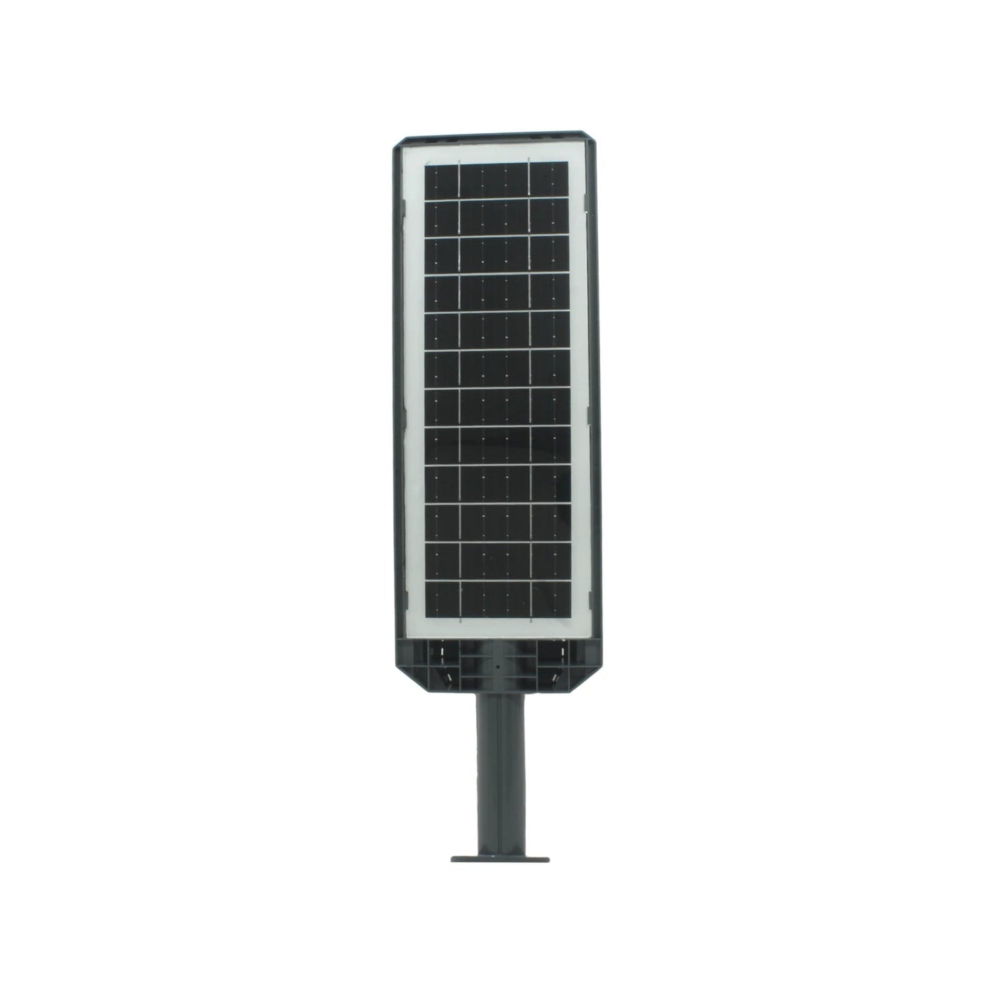 Lámpara solar urbana LED 300W con panel fotovoltaico negro integrado para alumbrado público exterior