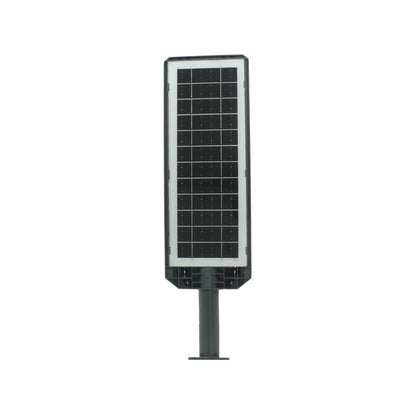 Lámpara solar urbana LED 300W con panel fotovoltaico negro integrado para alumbrado público exterior