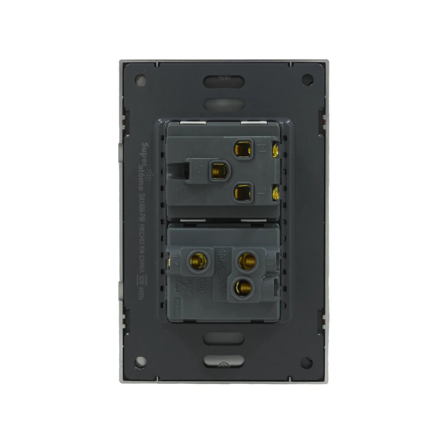 Placa 1 apagador escalera/1 contacto Super átomo SA1404-PM