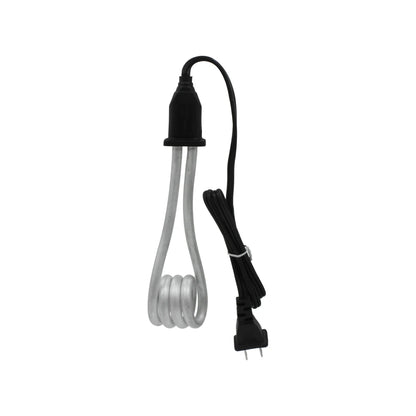 Calentador eléctrico de inmersión portátil con resistencia espiral metálica y mango aislante negro