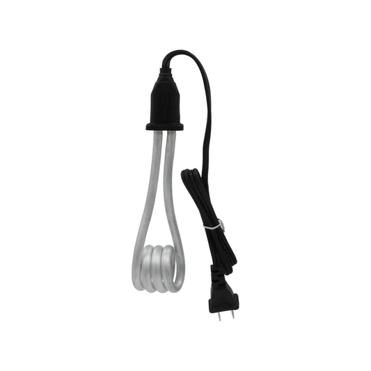 Calentador eléctrico de inmersión portátil con resistencia espiral metálica y mango aislante negro