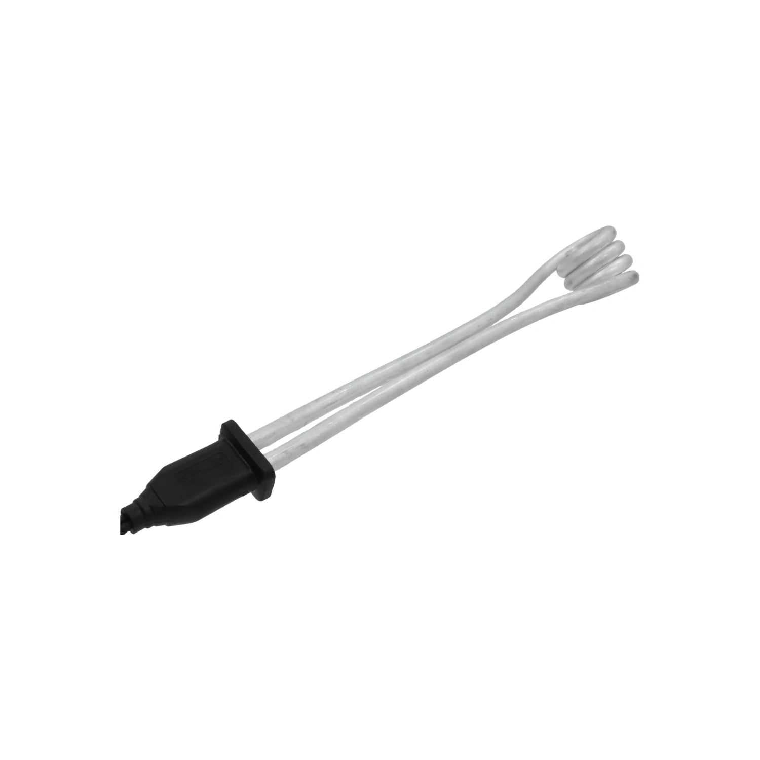 Calentador de inmersión eléctrico portátil con resistencia en espiral doble para agua, mango negro.