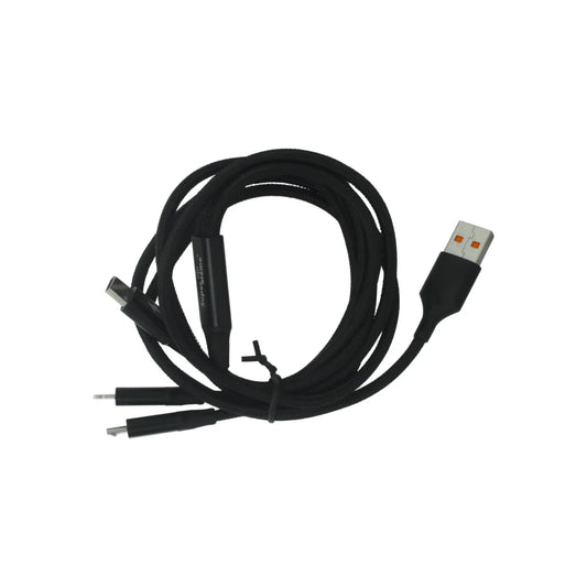 Cable de carga múltiple V8/Tipo C/IPHONE negro Super átomo SA2006A