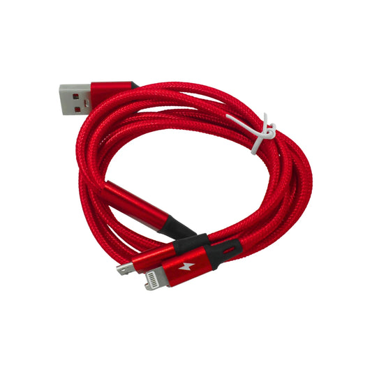 Cable de carga múltiple V8/Tipo C/IPHONE rojo Super átomo SA2006C