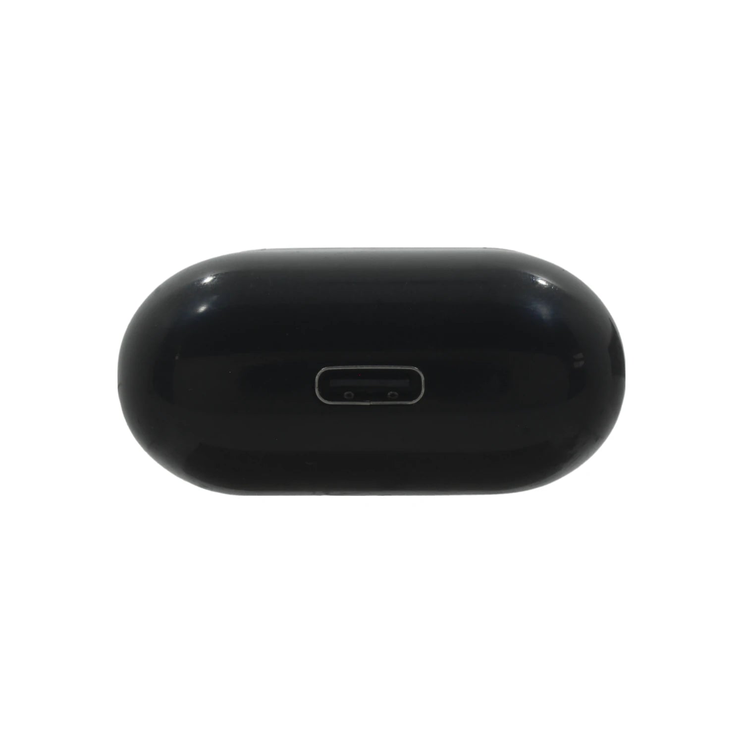 Estuche de carga negro para audífonos inalámbricos con puerto USB-C, diseño compacto