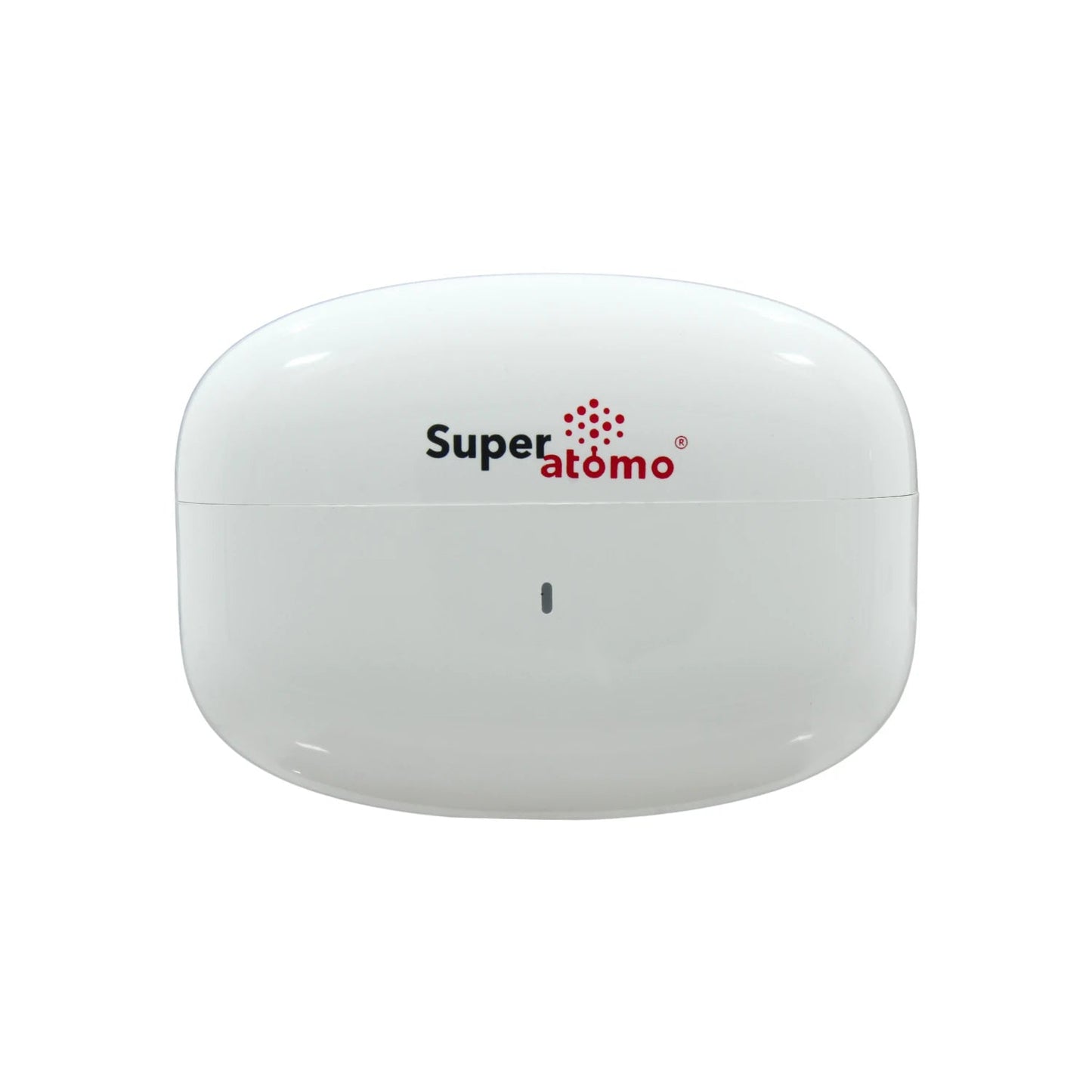 Estuche de carga blanco Super átomo para audífonos inalámbricos, diseño compacto, indicador LED frontal