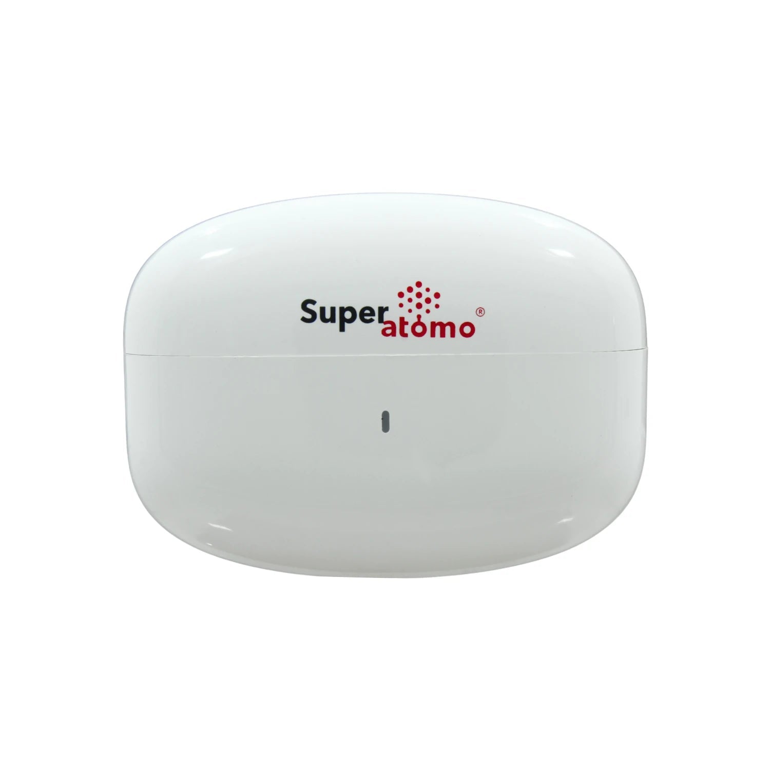 Estuche de carga blanco Super átomo para audífonos inalámbricos, diseño compacto, indicador LED frontal