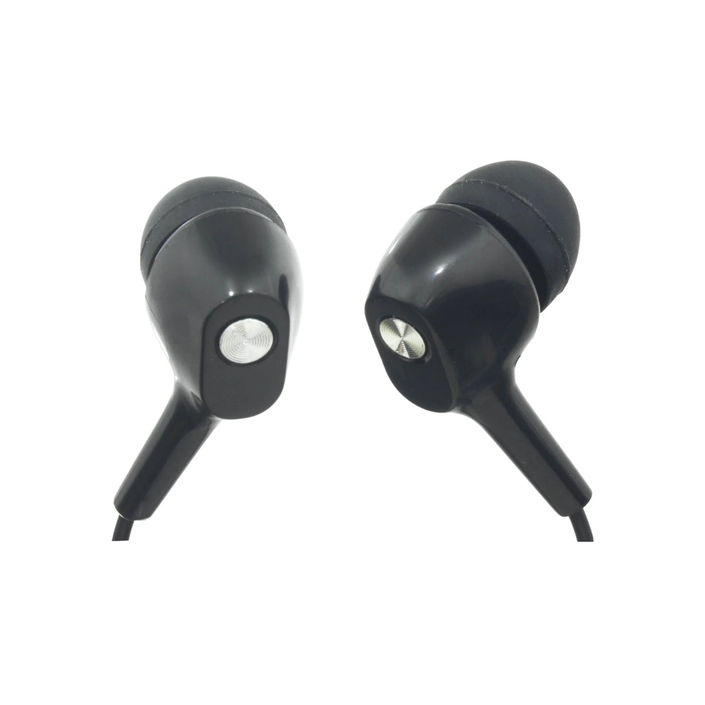 Audífonos in-ear negros manos libres para llamadas y música, diseño ergonómico