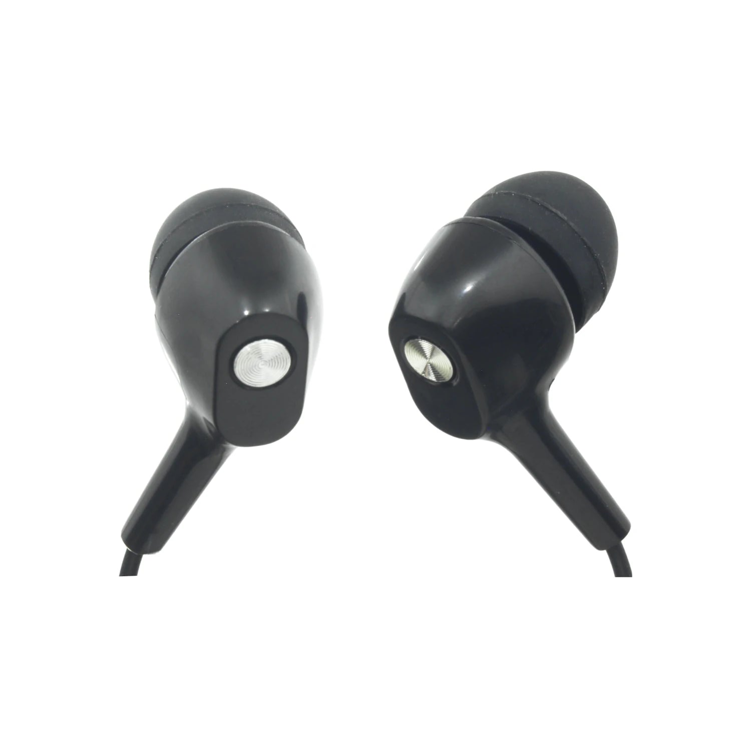Audífonos in-ear negros manos libres para llamadas y música, diseño ergonómico