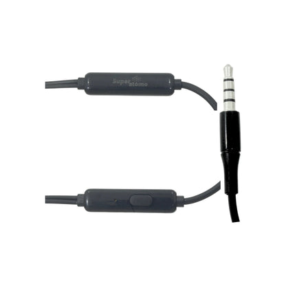 Cable de audífonos manos libres Super átomo negro con control, micrófono y conector jack 3.5mm