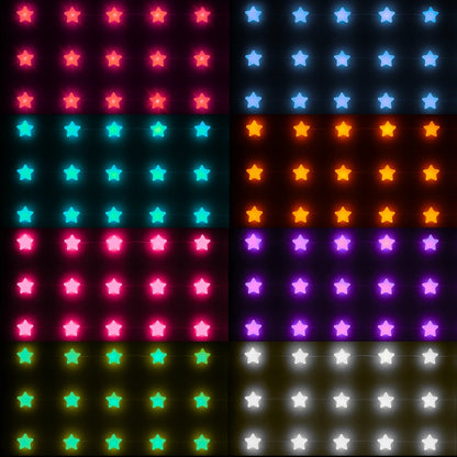 Guirnalda de luces LED estrellas multicolor. Opciones de color: rojo, azul, naranja, rosa, verde, morado, blanco.