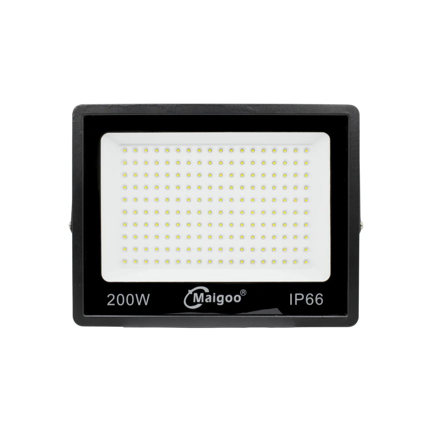 Reflector LED Maigoo 200W negro IP66 para exterior, iluminación resistente a polvo y agua