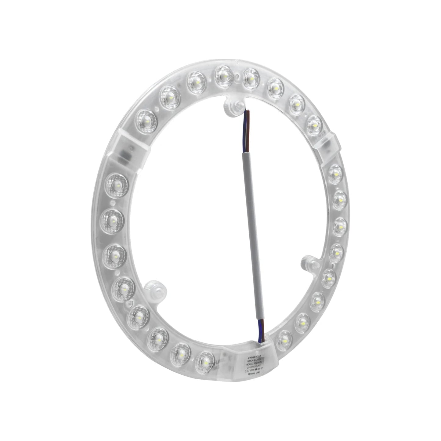 Repuesto LED circular de 24W, transparente, con luz blanca, cable gris y montaje magnético para fácil instalación