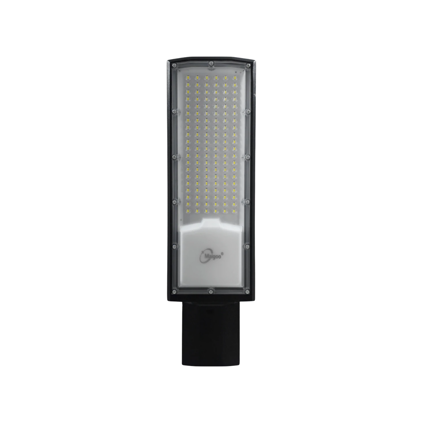 Lámpara suburbana LED Maigoo para alumbrado público, luminaria rectangular negra con múltiples LEDs brillantes