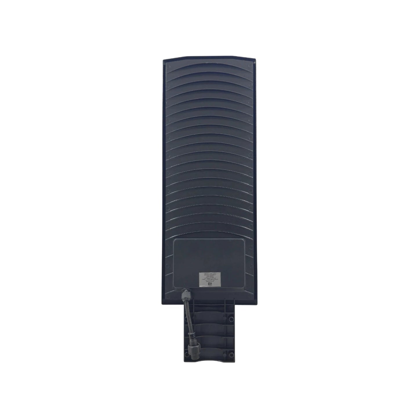 Lámpara suburbana LED 300W gris oscuro con aletas disipadoras y entrada de cable para alumbrado exterior.