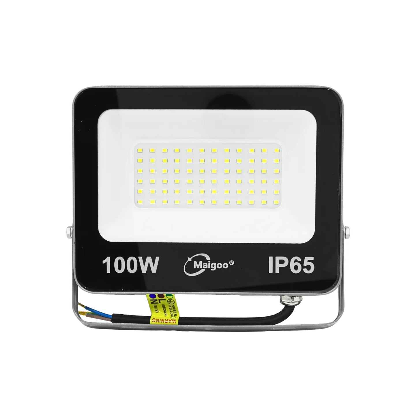 Reflector LED 100W Maigoo IP65 negro para iluminación exterior resistente al agua con soporte ajustable