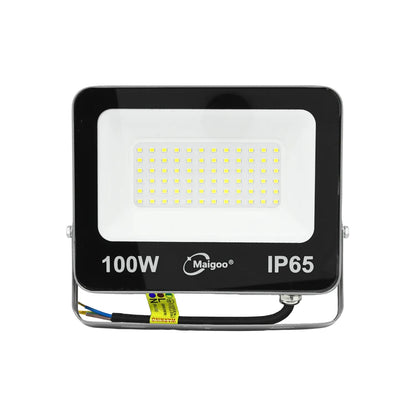 Reflector LED 100W Maigoo IP65 negro para iluminación exterior resistente al agua con soporte ajustable